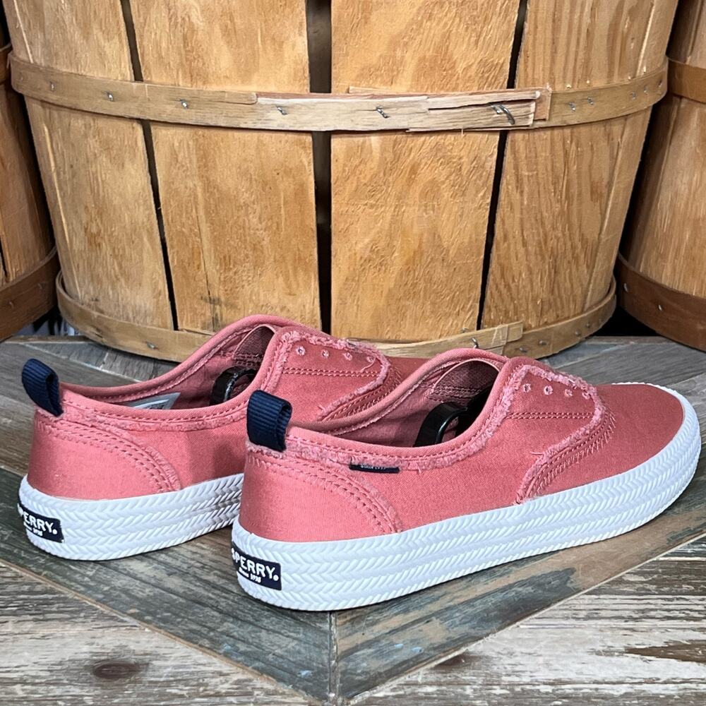Sperry Crest Knot Washed Red Canvas Slip On Sneak… - image 5
